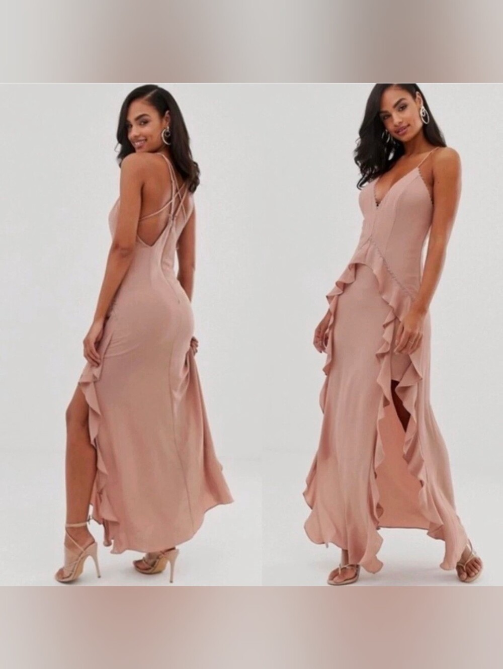 The Jetset Diaries Blush Pink Ruffle-Trim Maxi Dress